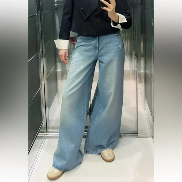 ZARA Z1975 HIGH RISE WIDE LEG JEANS - Picture 3 of 5